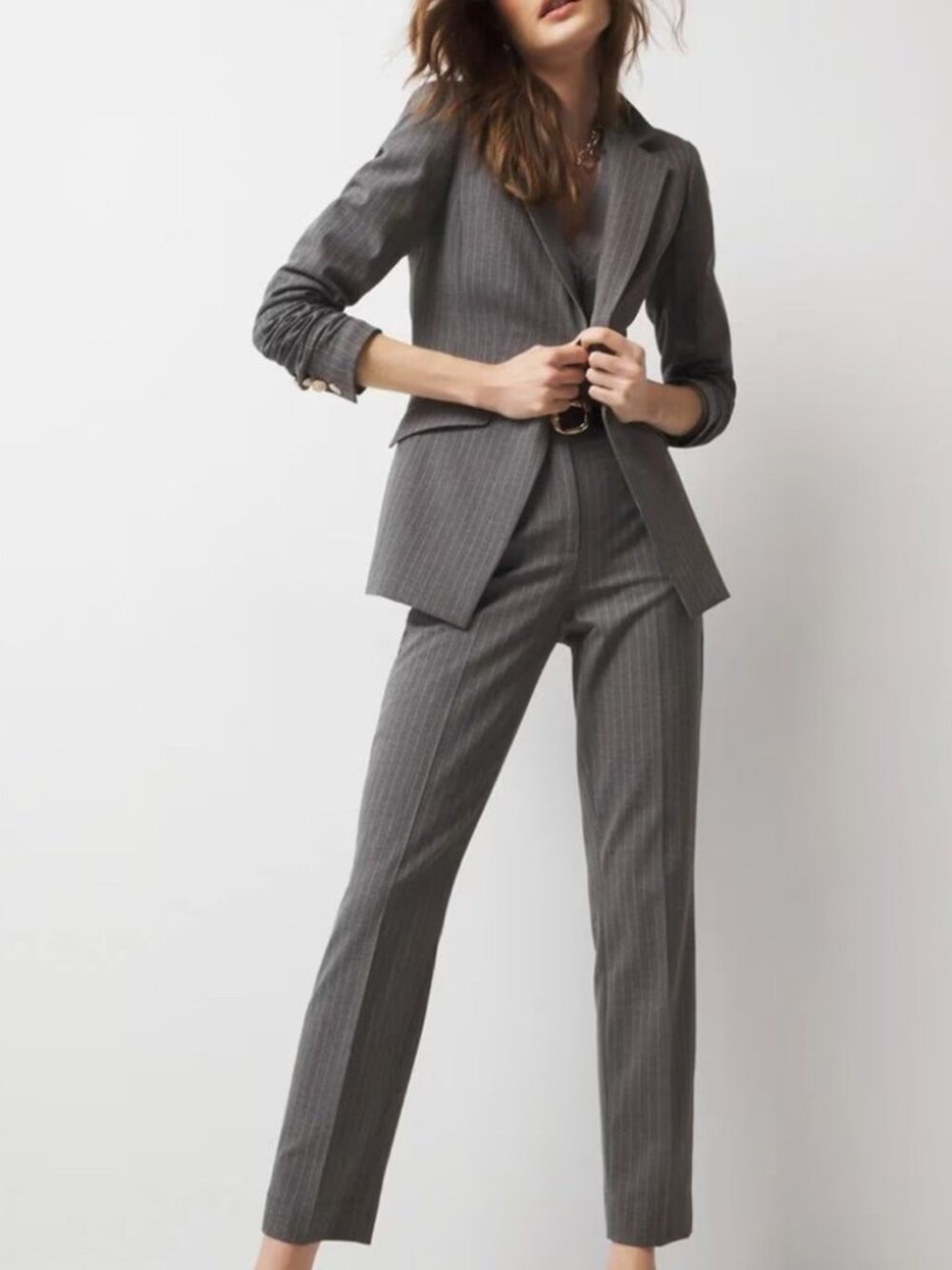 WHBM®  in Pinstripe, Grey/Pink stripe